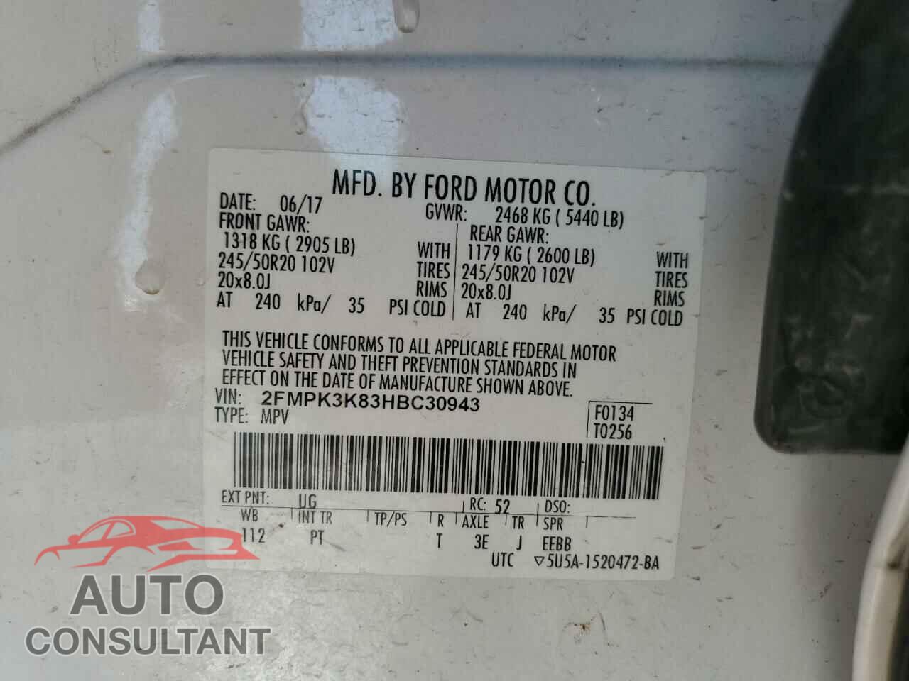 FORD EDGE 2017 - 2FMPK3K83HBC30943