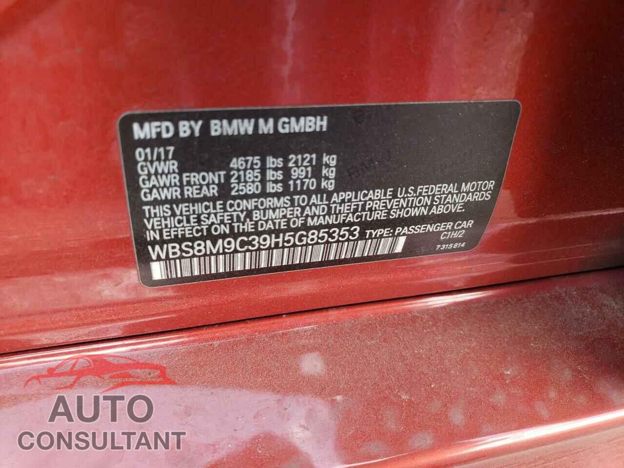 BMW M3 2017 - WBS8M9C39H5G85353