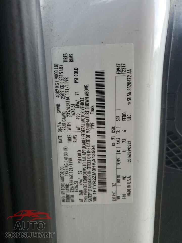 FORD TRANSIT 2017 - 1FTYR2ZM0HKA13504