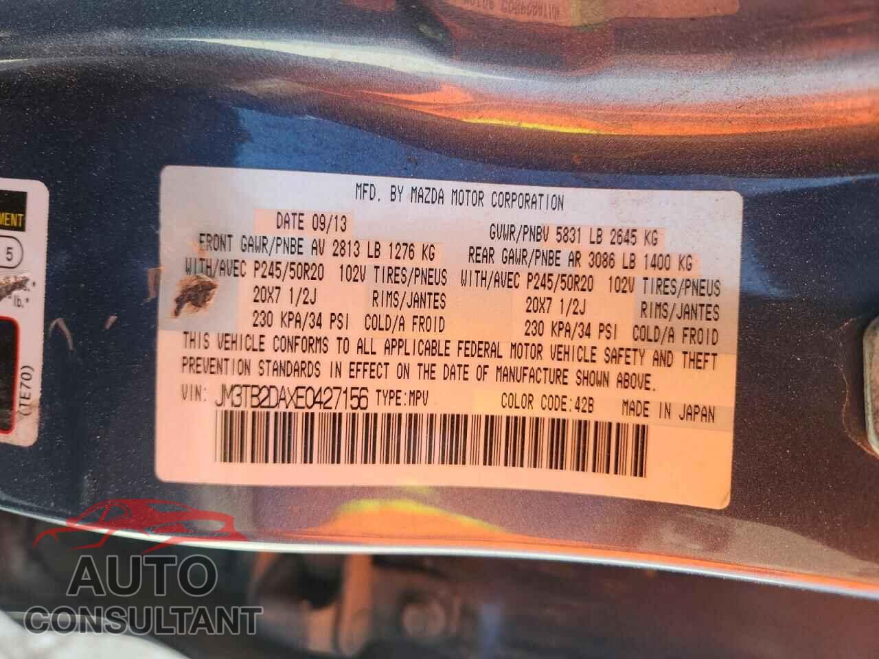 MAZDA CX-9 2014 - JM3TB2DAXE0427156