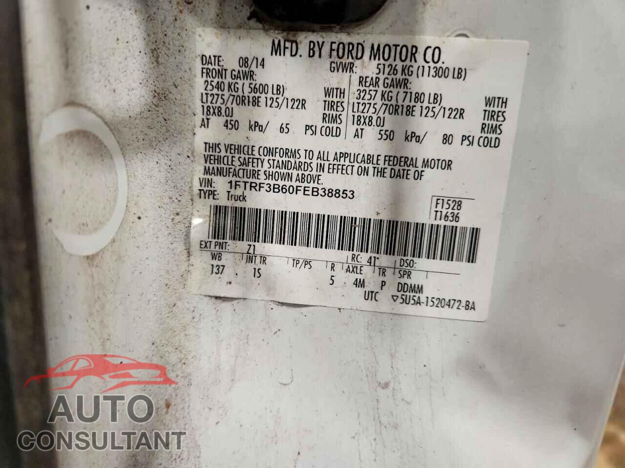 FORD F350 2015 - 1FTRF3B60FEB38853
