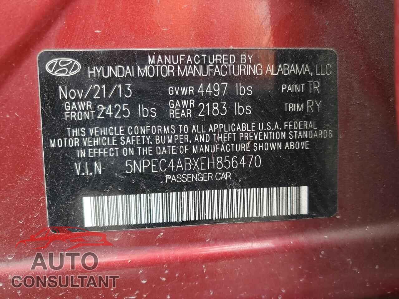 HYUNDAI SONATA 2014 - 5NPEC4ABXEH856470