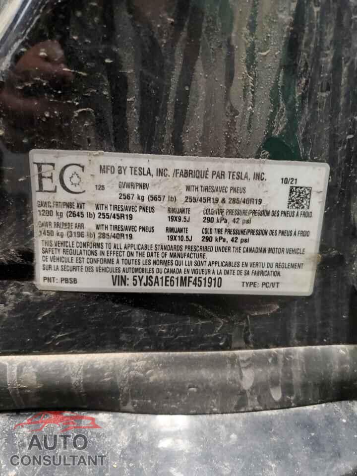TESLA MODEL S 2021 - 5YJSA1E61MF451910