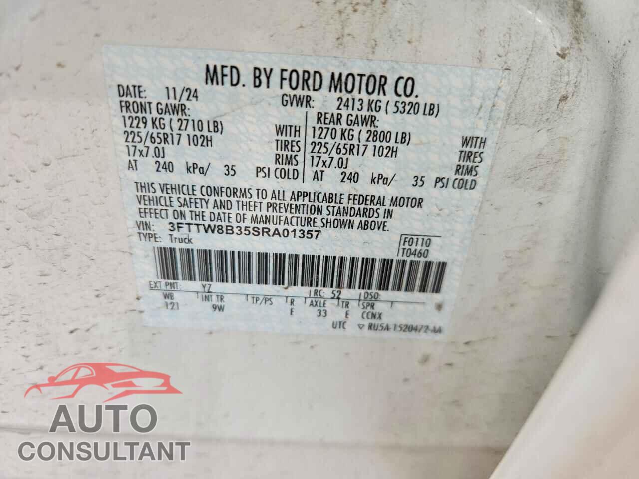 FORD MAVERICK 2025 - 3FTTW8B35SRA01357