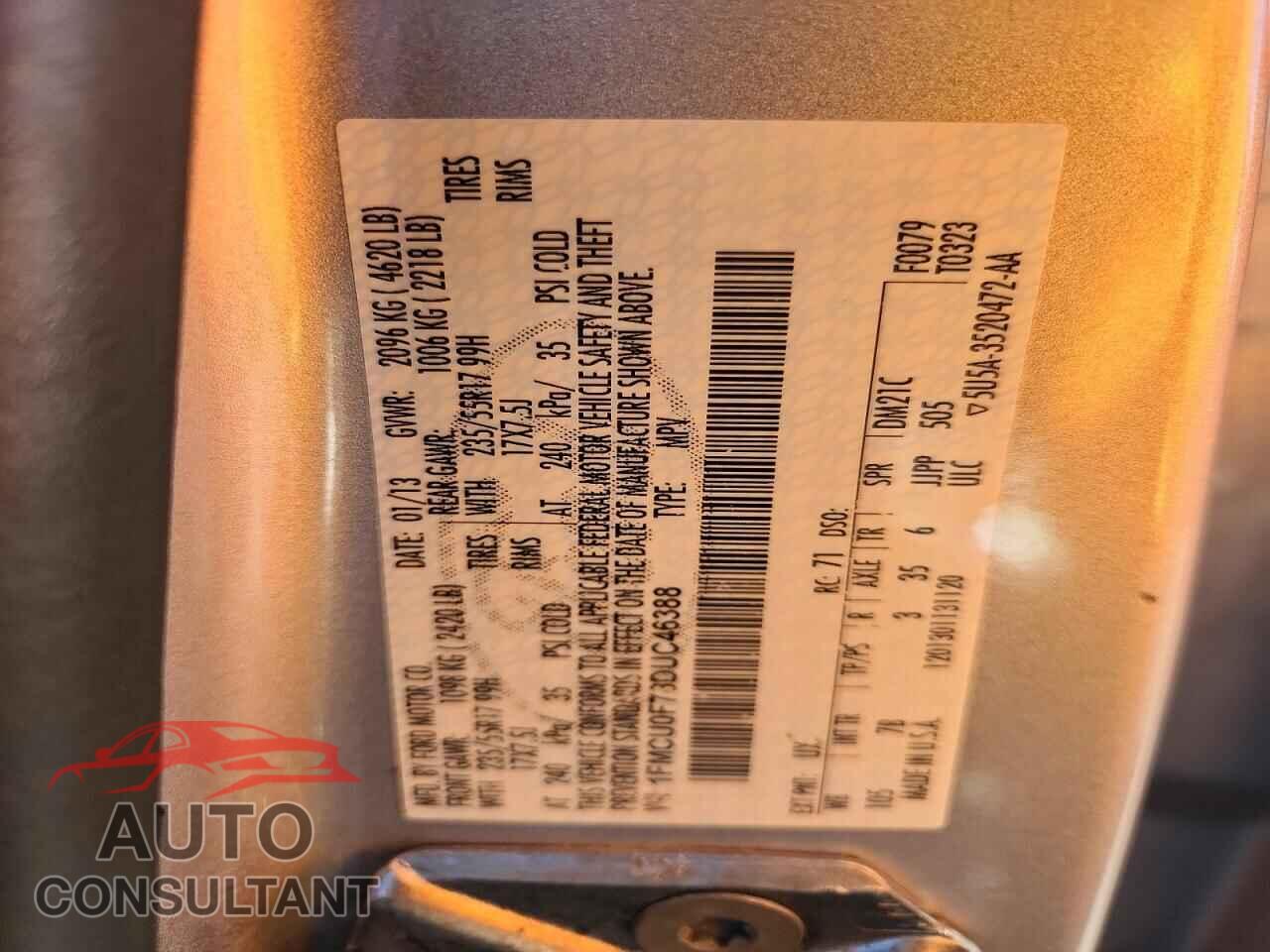 FORD ESCAPE 2013 - 1FMCU0F78DUC46388