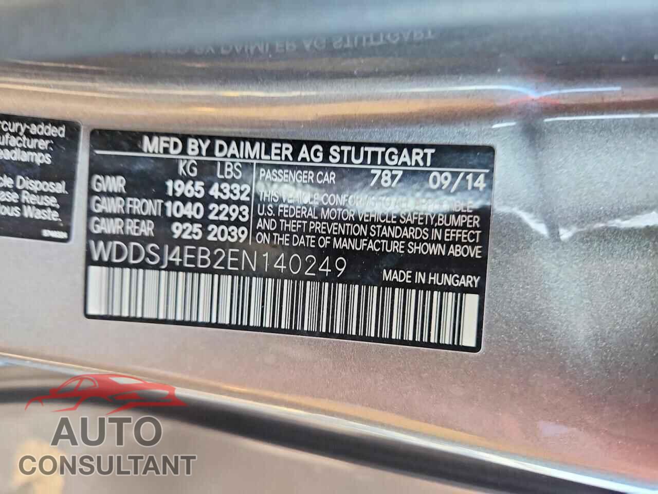 MERCEDES-BENZ CLA-CLASS 2014 - WDDSJ4EB2EN140249