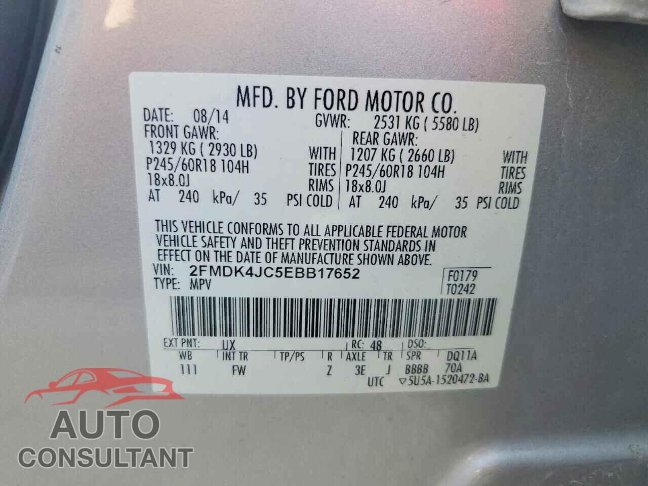 FORD EDGE 2014 - 2FMDK4JC5EBB17652