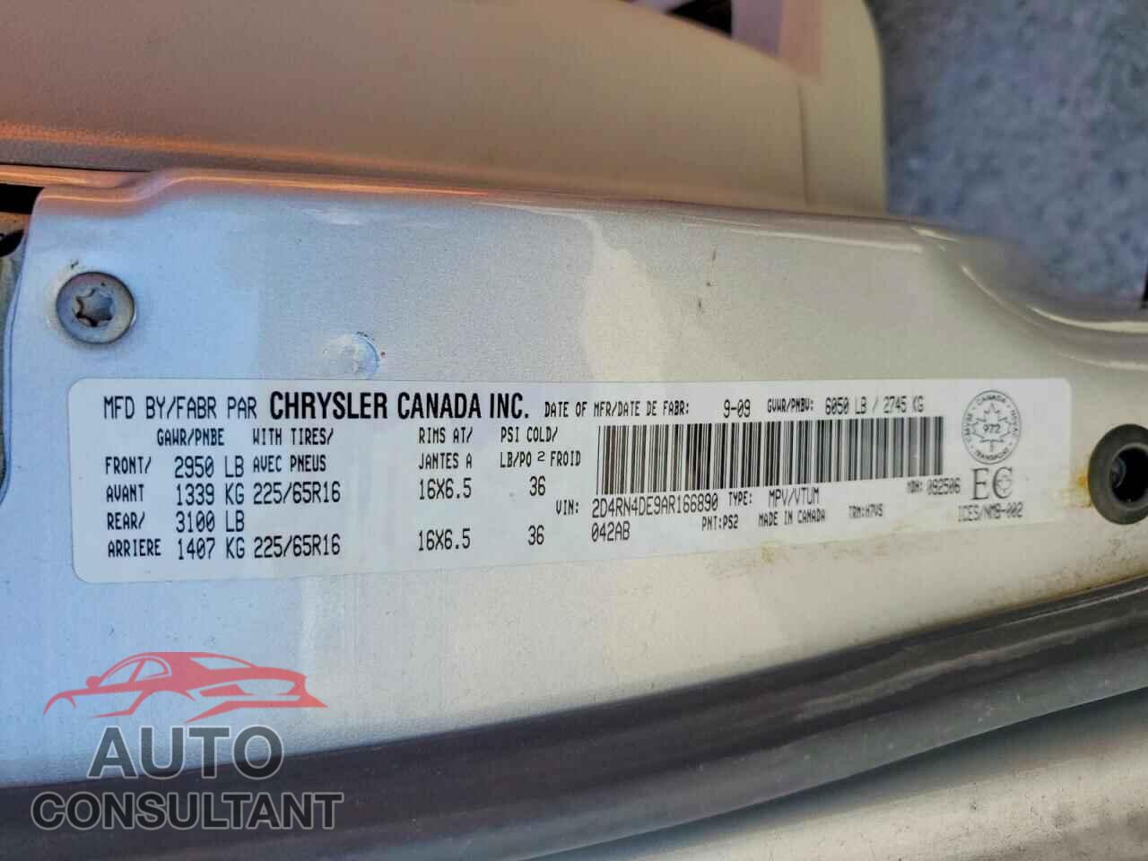 DODGE CARAVAN 2010 - 2D4RN4DE9AR166890