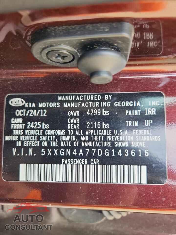 KIA OPTIMA 2013 - 5XXGN4A77DG143616