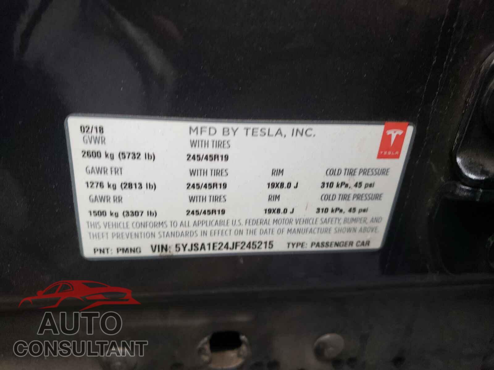 TESLA MODEL S 2018 - 5YJSA1E24JF245215