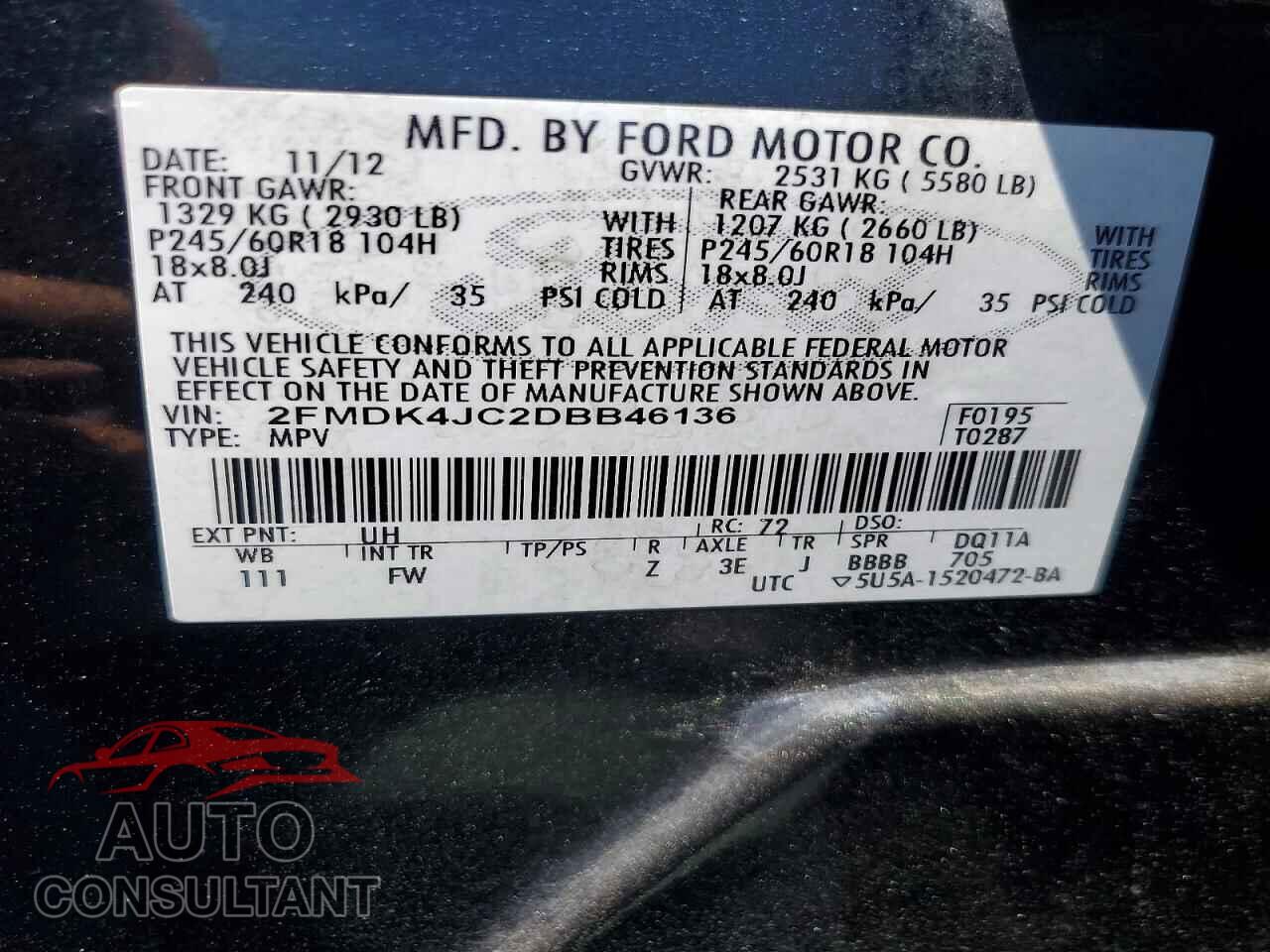 FORD EDGE 2013 - 2FMDK4JC2DBB46136