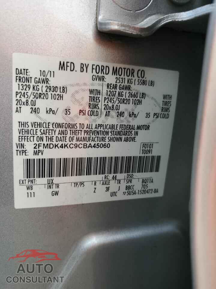 FORD EDGE 2012 - 2FMDK4KC9CBA45060