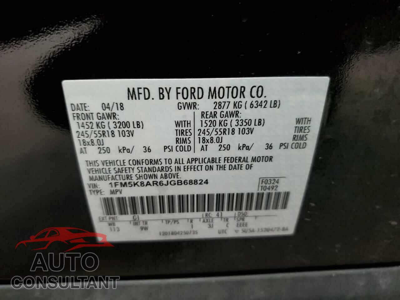 FORD EXPLORER 2018 - 1FM5K8AR6JGB68824