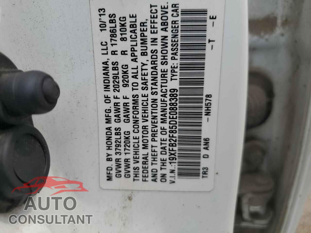 HONDA CIVIC 2013 - 19XFB2F85DE088389