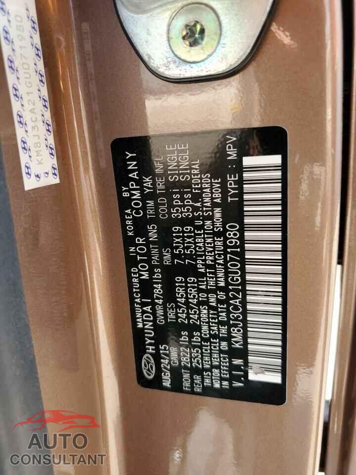 HYUNDAI TUCSON 2016 - KM8J3CA21GU071980