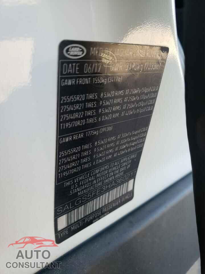 LAND ROVER RANGEROVER 2017 - SALGS5FE3HA360211
