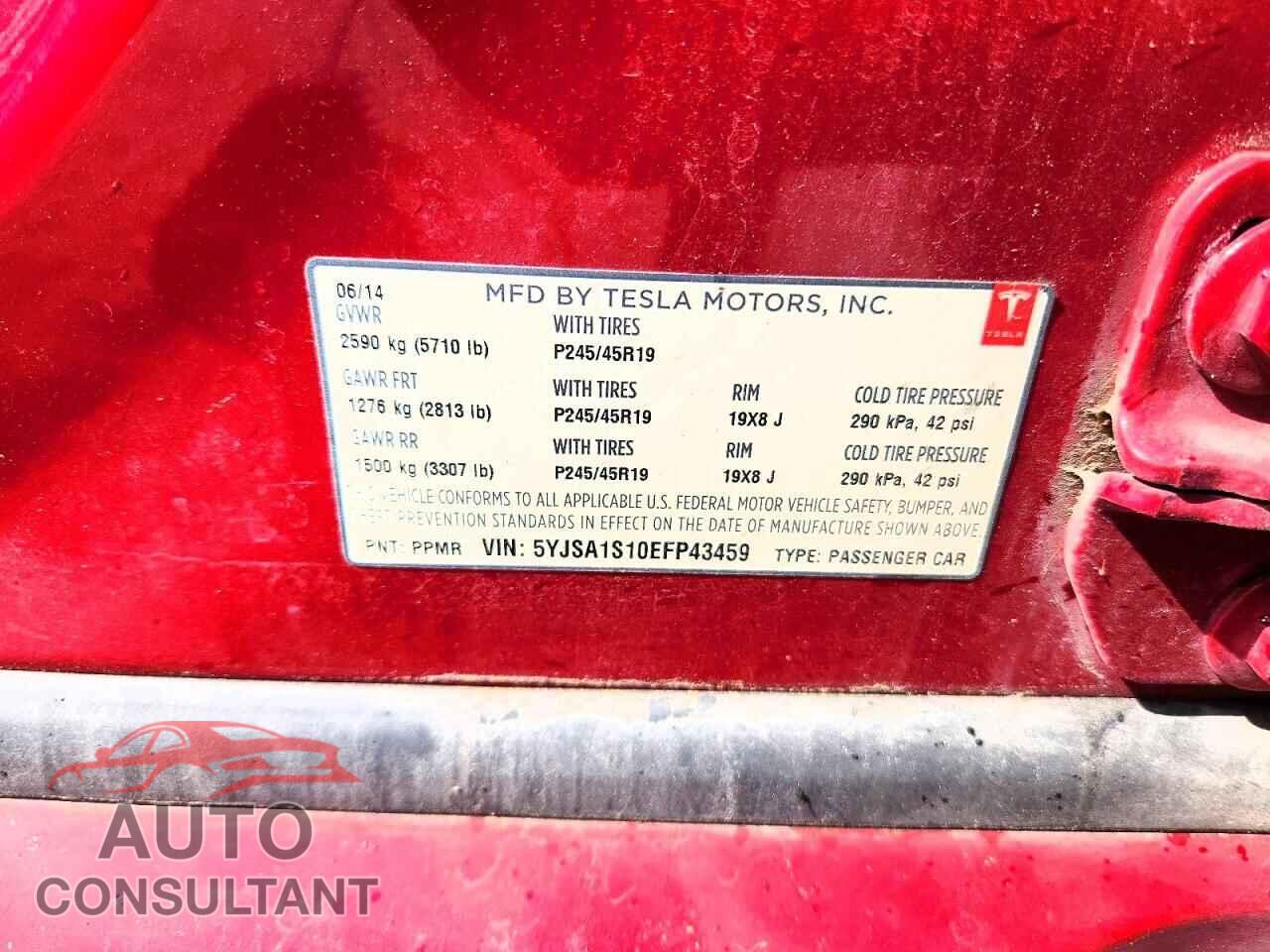 TESLA MODEL S 2014 - 5YJSA1S10EFP43459