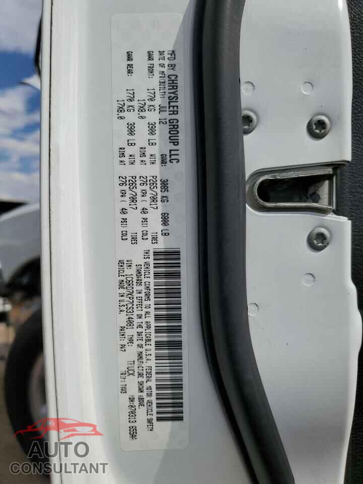 DODGE RAM 1500 2012 - 1C6RD7KP7CS314081