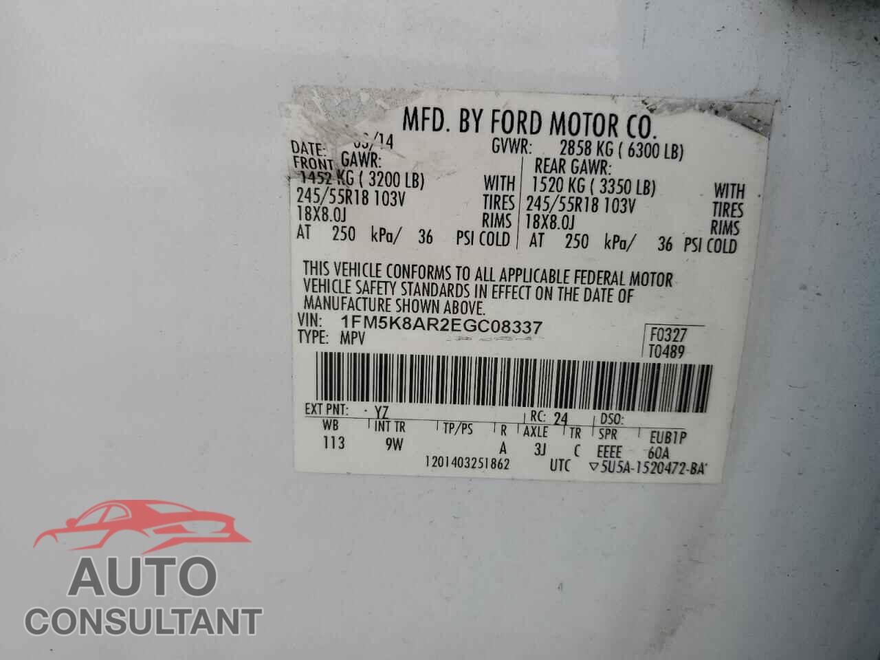 FORD EXPLORER 2014 - 1FM5K8AR2EGC08337