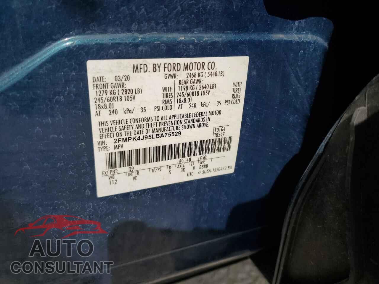 FORD EDGE 2020 - 2FMPK4J95LBA75529