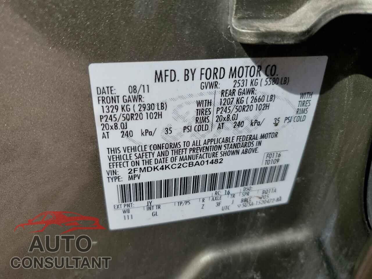 FORD EDGE 2012 - 2FMDK4KC2CBA01482