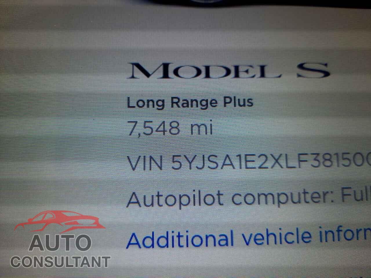 TESLA MODEL S 2020 - 5YJSA1E2XLF381500