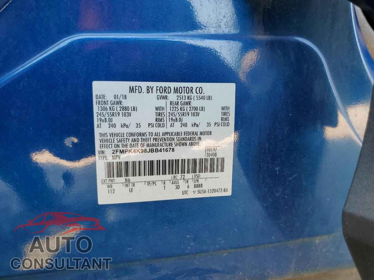 FORD EDGE 2018 - 2FMPK4K98JBB41678
