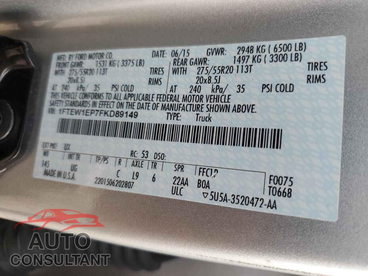 FORD F-150 2015 - 1FTEW1EP7FKD89149