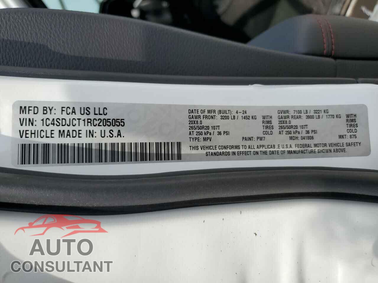 DODGE DURANGO 2024 - 1C4SDJCT1RC205055
