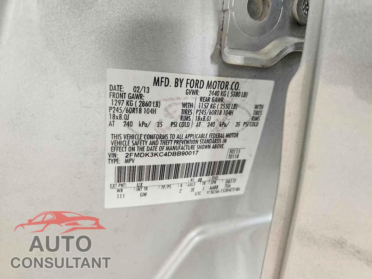 FORD EDGE 2013 - 2FMDK3KC4DBB90017