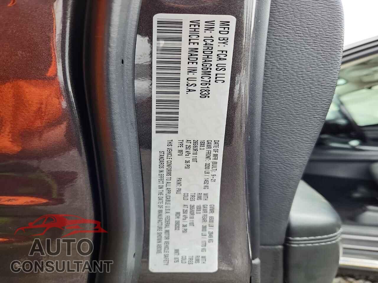 DODGE DURANGO 2021 - 1C4RDHAG6MC761836