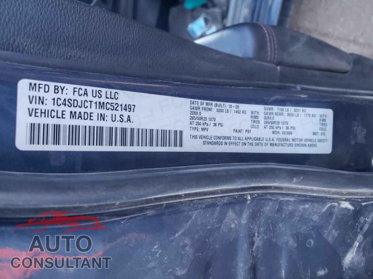 DODGE DURANGO 2021 - 1C4SDJCT1MC521497