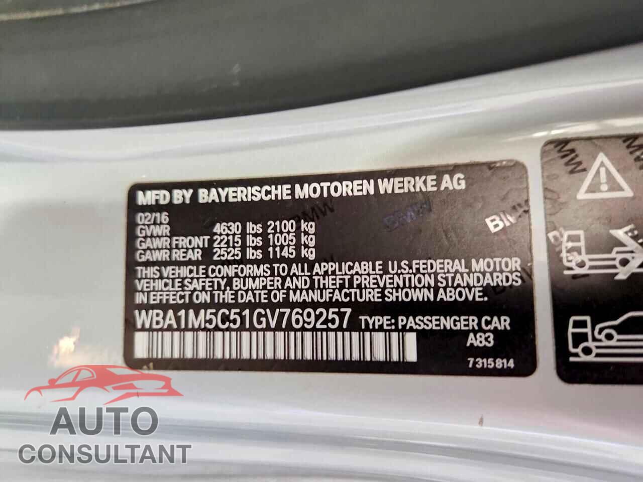 BMW M2 2016 - WBA1M5C51GV769257