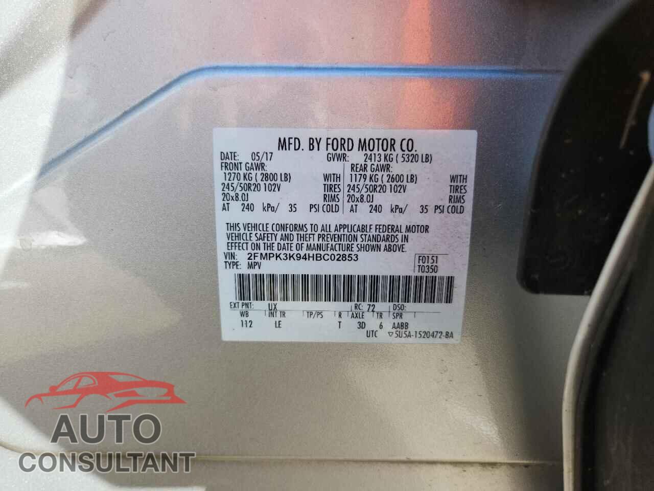 FORD EDGE 2017 - 2FMPK3K94HBC02853
