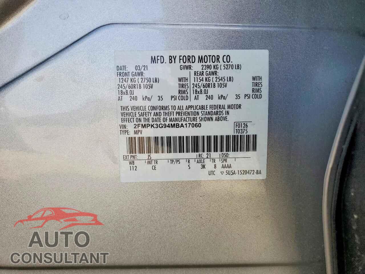 FORD EDGE 2021 - 2FMPK3G94MBA17060