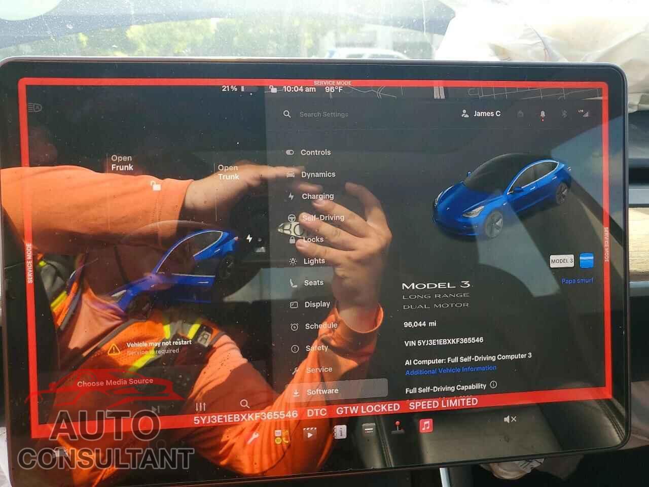 TESLA MODEL 3 2019 - 5YJ3E1EBXKF365546