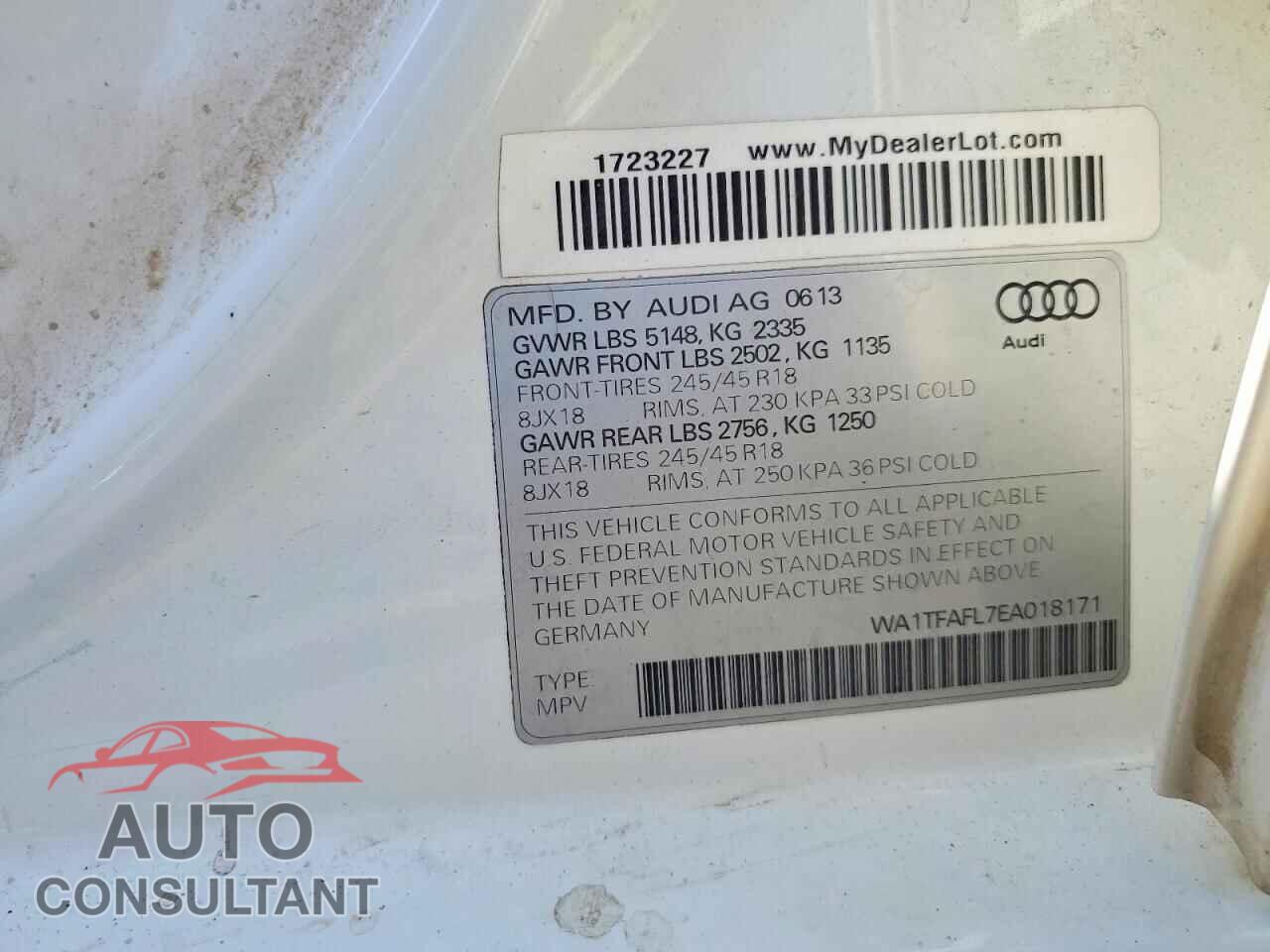 AUDI A4 2014 - WA1TFAFL7EA018171