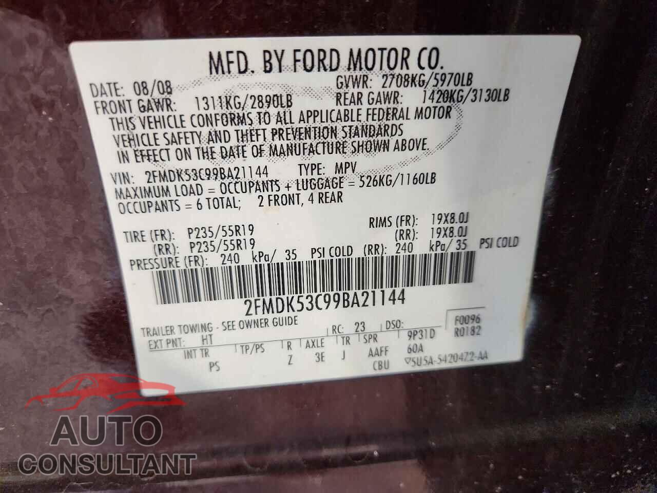 FORD FLEX 2009 - 2FMDK53C99BA21144
