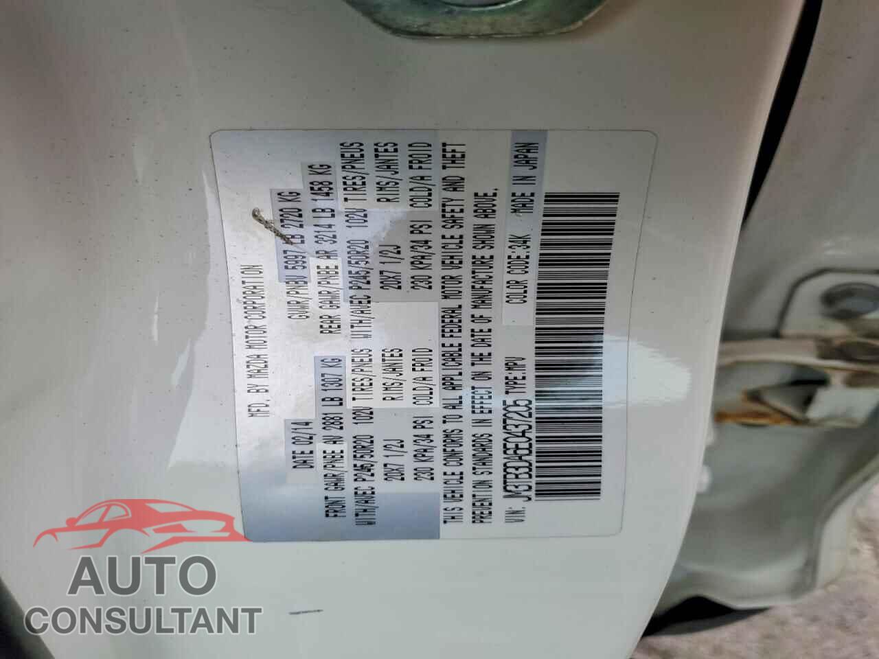 MAZDA CX-9 2014 - JM3TB3DA6E0437205
