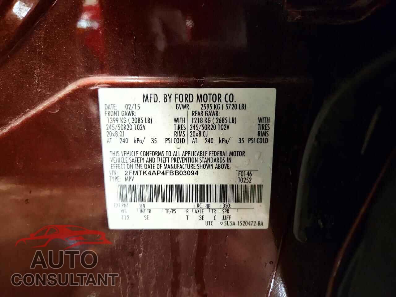 FORD EDGE 2015 - 2FMTK4AP4FBB03094