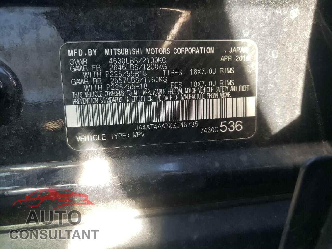 MITSUBISHI ECLIPSE 2019 - JA4AT4AA7KZ046735