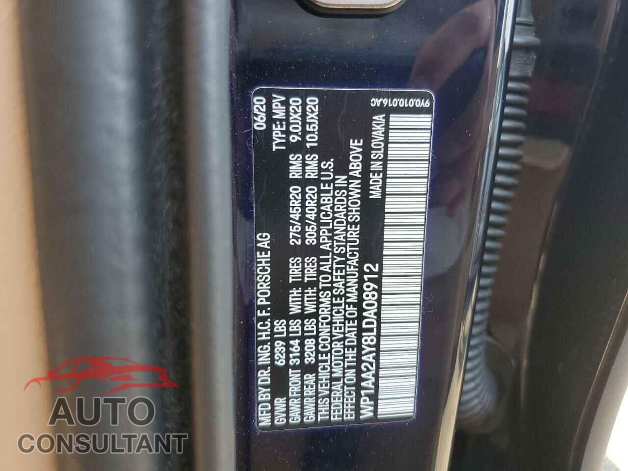 PORSCHE CAYENNE 2020 - WP1AA2AY8LDA08912