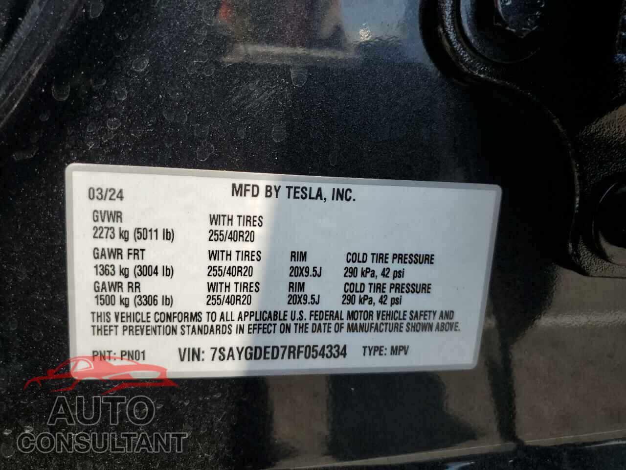 TESLA MODEL Y 2024 - 7SAYGDED7RF054334