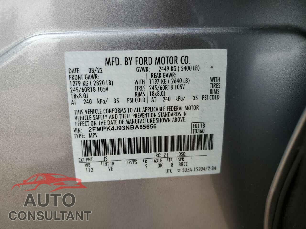 FORD EDGE 2022 - 2FMPK4J93NBA85656