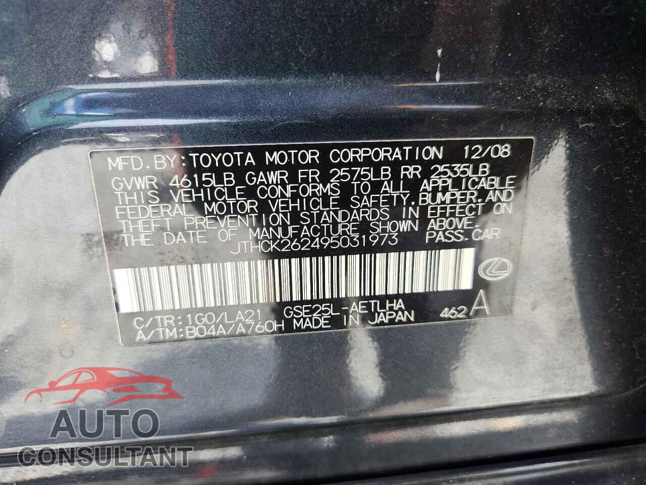 LEXUS IS 2009 - JTHCK262495031973