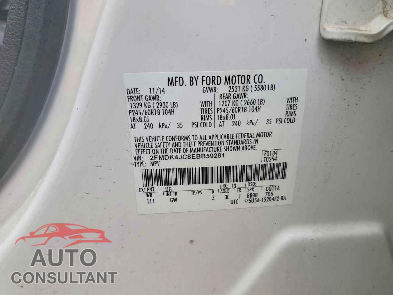 FORD EDGE 2014 - 2FMDK4JC8EBB59281