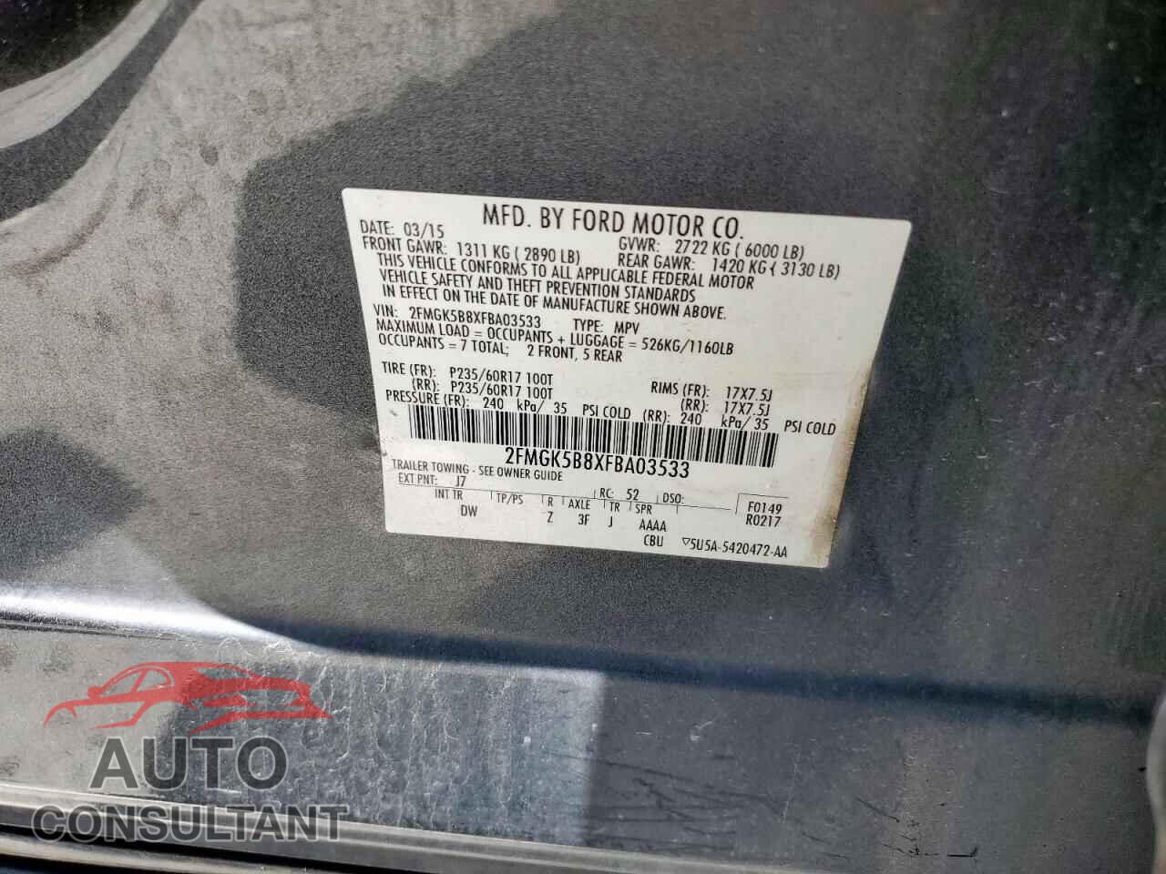 FORD FLEX 2015 - 2FMGK5B8XFBA03533