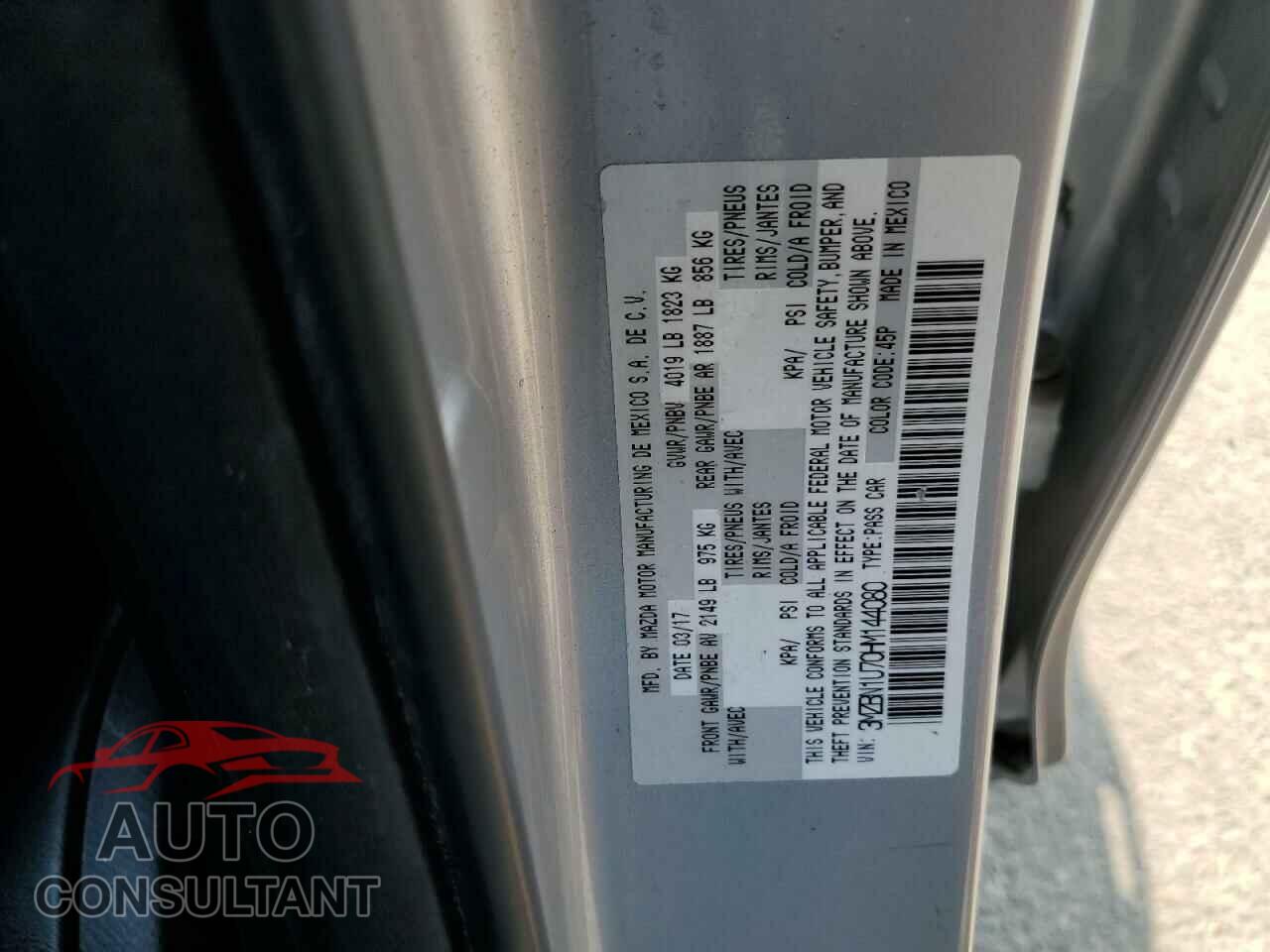 MAZDA 3 2017 - 3MZBN1U70HM144080