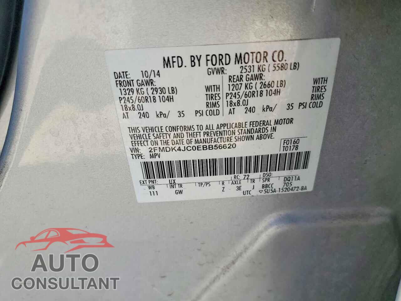 FORD EDGE 2014 - 2FMDK4JC0EBB56620