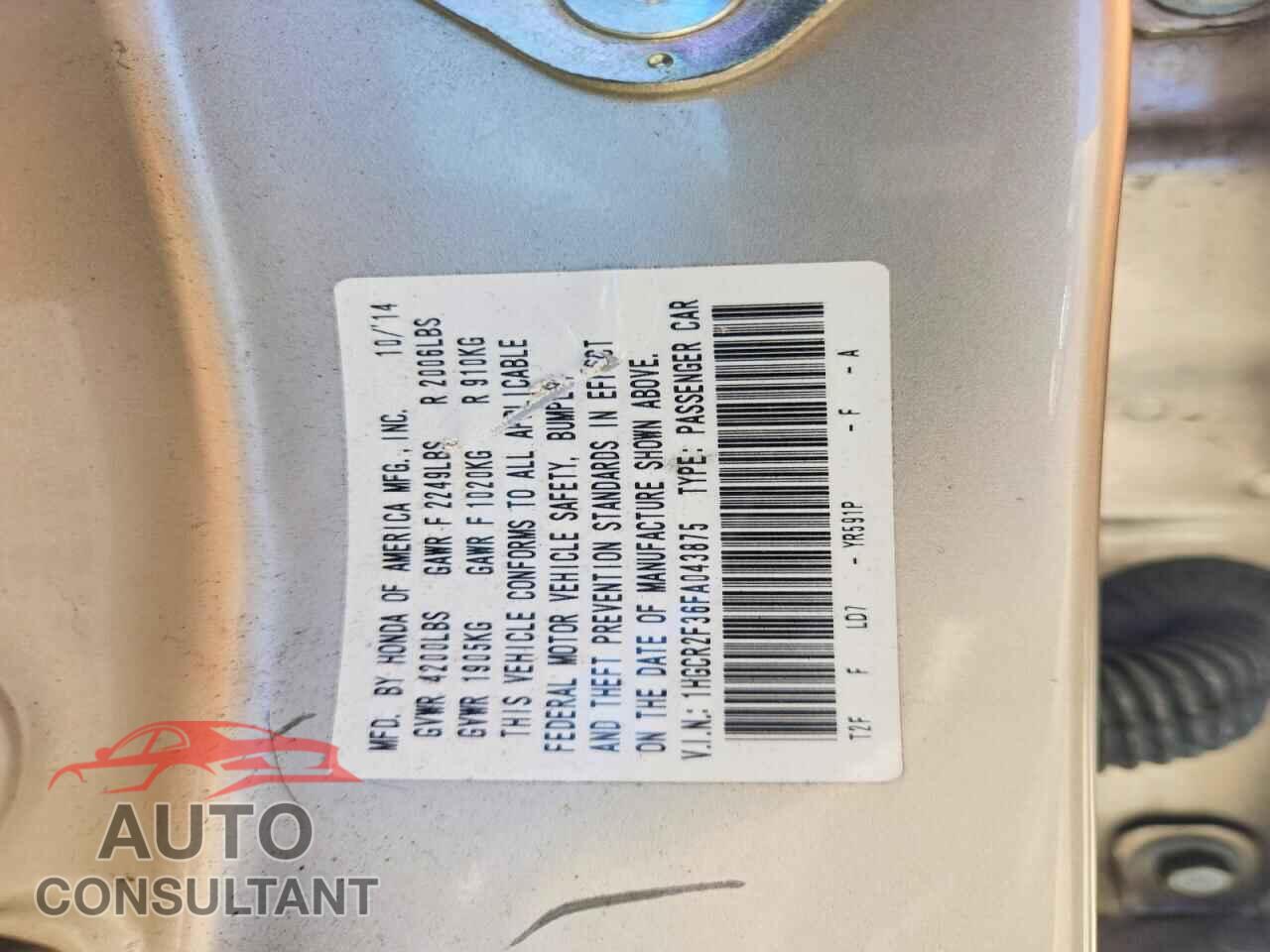 HONDA ACCORD 2015 - 1HGCR2F36FA043875